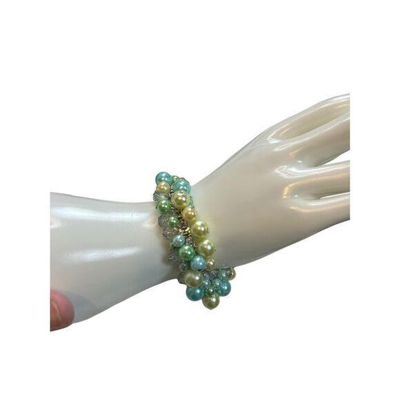 Blue pearl cluster yellow silver bracelet - Picture 3 of 8